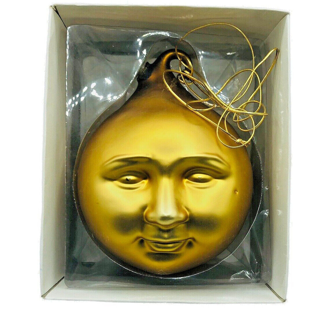 GOLD MOON FACE ORNAMENT CHRISTMAS 9074-3 MERCURY GLASS DEPT 56