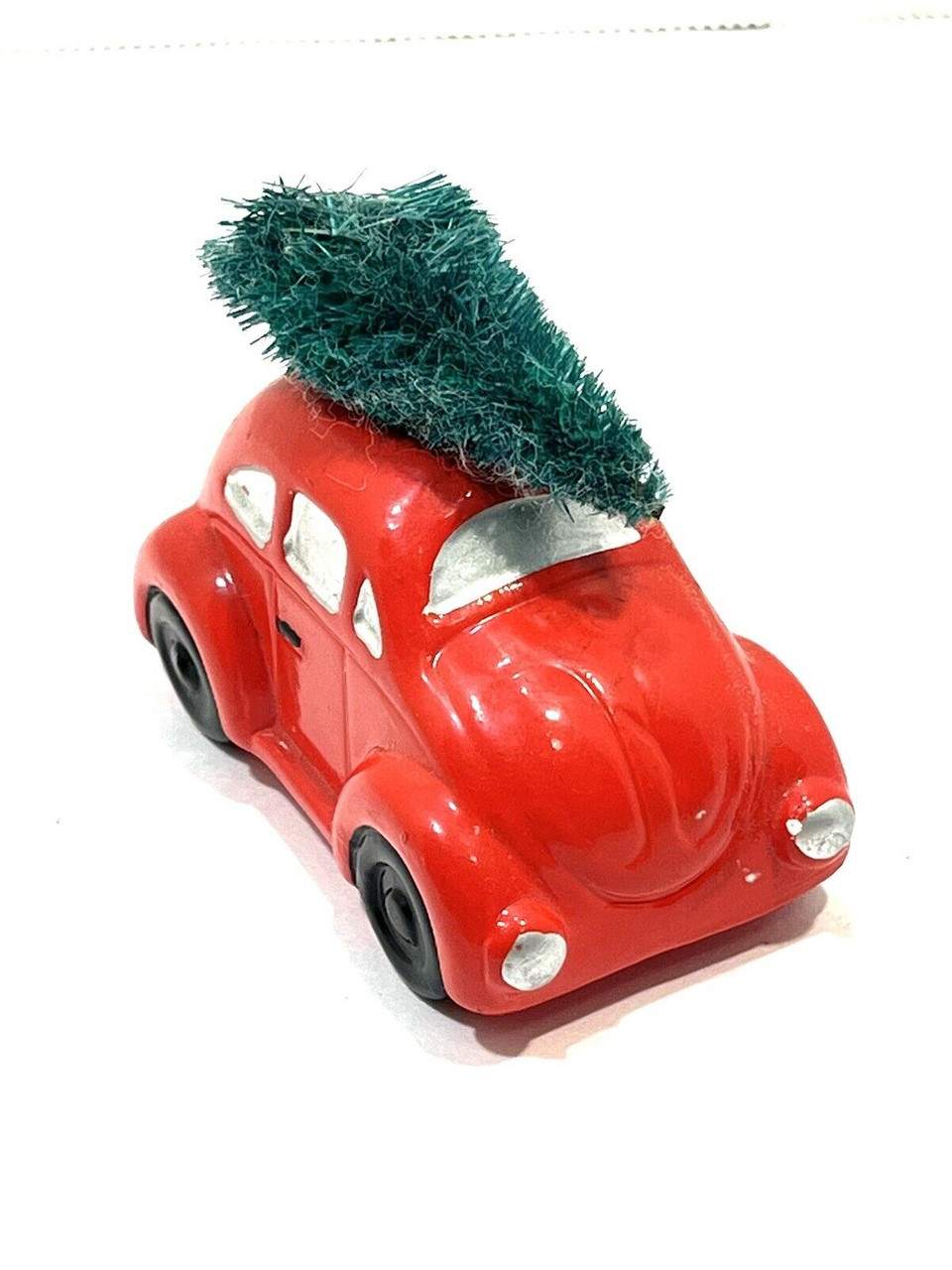 AUTO WITH TREE # 50555 RED VOLKSWAGEN BUG DEPT 56 RETIRED SNOW