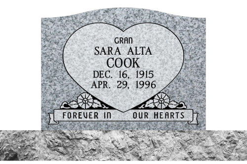 Grave Marker | Single Upright | Light Grey