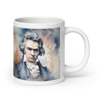 Beethoven AI Water Paint White glossy mug