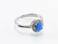 Round Lab Created Opal with Micro Pave Cubic Zirconia Design