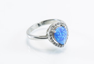 Pear-Shaped Blue Lab Created Opal with Micro Pave Design