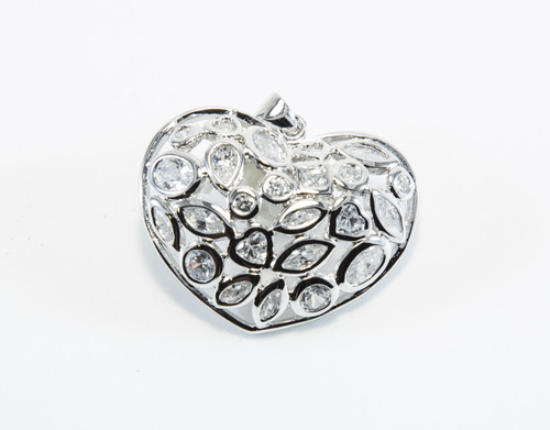 Heart-Shaped Cubic Zirconia with Rhodium-Plating