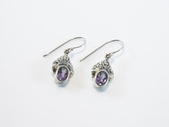 Genuine Oval-Shaped Amethyst with Balinese Scroll Work Above
