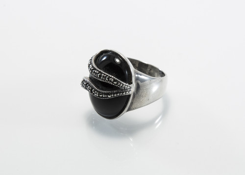 Real Black Onyx and Swiss Cut Marcasites