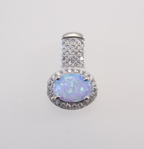Light Blue Lab Opal with Micro Pave Cubic Zirconia