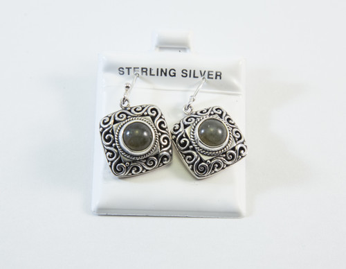 Round Cabochon Natural Labradorite with Balinese Scroll Work