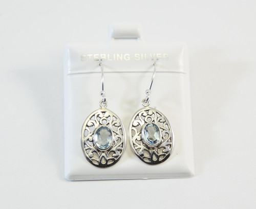 Genuine Oval-Shaped Blue Topaz and Oval-Shaped Balinese Silver Design