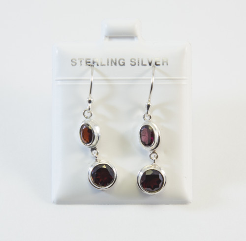 Oval and Round-Shaped Genuine Garnet Balinese Earrings