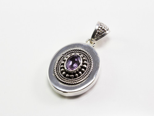 Genuine Oval-Shaped Amethyst with Granulated Dots