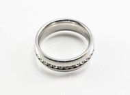Silver Stainless Steel Band with Cubic Zirconia