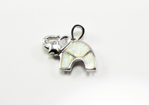 White Lab Created Opal Elephant