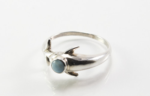 Natural Larimar Stone in a Dolphin Setting 