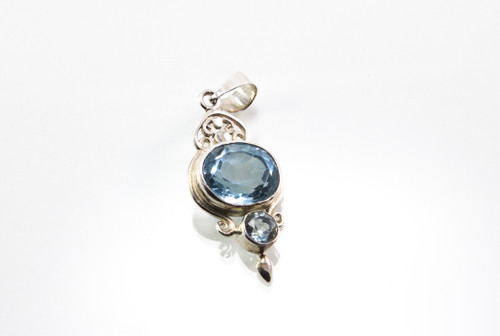 Balinese Faceted Blue Topaz Pendant
