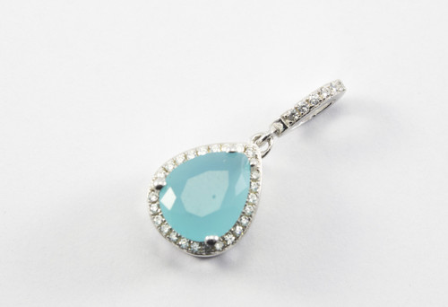 Teardrop Chalcedony and Micro Pave Pendant