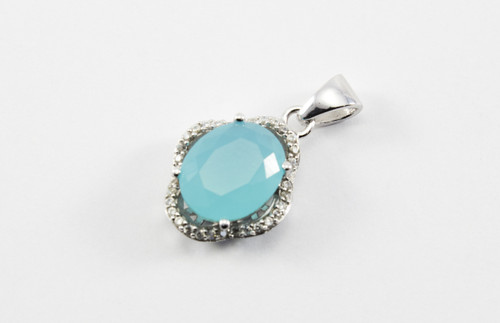 Oval-Shaped Faceted Chalcedony Pendant