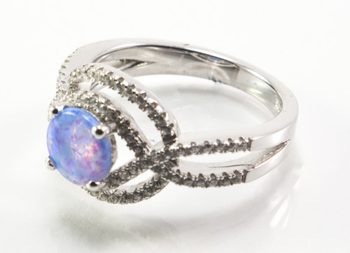 Light Blue Lab Opal Weaving Ring