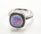 Square Light Blue Lab Opal Ring
