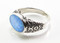 Flat Oval-Shaped Light Blue Lab Opal Ring