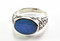Flat Oval-Shaped Light Blue Lab Opal Ring