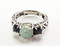 Sapphire and White Lab Opal Filigree Ring