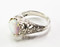 Round White Lab Created Opal and Filigree Ring
