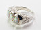 3 Stone White Lab Created Opal Ring