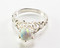 Pronged Round-Shaped White Lab Created Opal Ring with Filigree