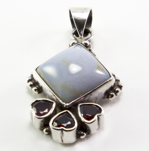 Square-Shaped Blue Lace Agate and Garnet  