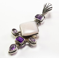 Pink Moonstone and Amethyst Pendant 