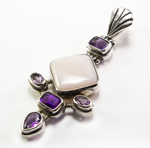 Pink Moonstone and Amethyst Pendant 