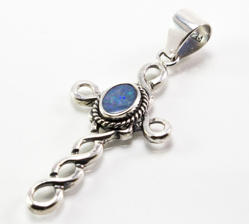 Australian Opal Balinese Cross Pendant