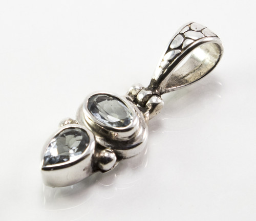 Balinese Oval-Shaped and Pear-Shaped Blue Topaz Pendant