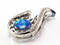 Curved Blue Lab Opal and Micro Pave CZ Pendant