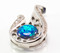 Curved Blue Lab Opal and Micro Pave CZ Pendant