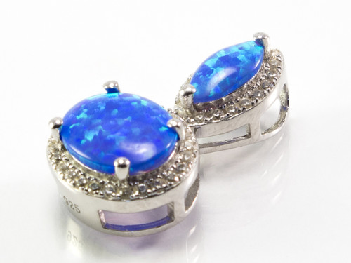 Oval/Pear-Shaped Lab Opal w/ Micro Pave Pendant