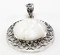 Round-Shaped MOP Pendant w/ Ornate Filigree