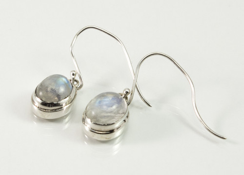 Dangling Oval-Shaped Balinese Moonstone Earrings