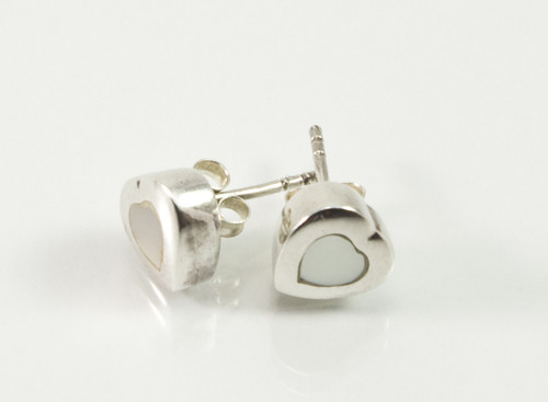 Balinese Mother of Pearl Heart Shaped Studs