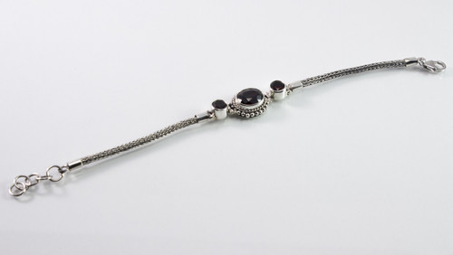 Oval and Round-Shaped Garnet Balinese Bracelet 