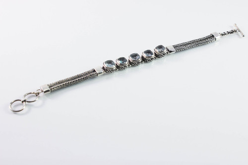 Blue Topaz Balinese Foxtail Bracelet