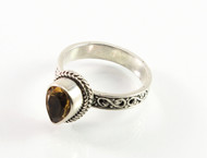 Balinese Pear-Shaped Citrine Ring w/ Filigree Band