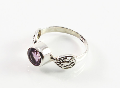 Balinese Round-Shaped Amethyst Ring w/ Filigree 