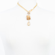Gold Sunstone Dust Y Necklace