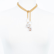 Double Pearl Lariat Necklace