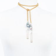 Gray Baroque Pearl and Sterling Tassel Necklace