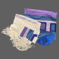 71" Raw Silk Tallit (Ivory, Blue, Purple, Violet)