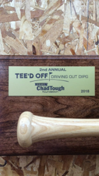 The plaque dimensions are approximately 2"x 6" and is shown on a Cherry baseball bat rack.