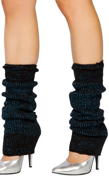 Metallic sparkle knee high knit leg warmers. Pair.
