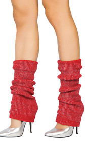 Metallic sparkle knee high knit leg warmers. Pair.